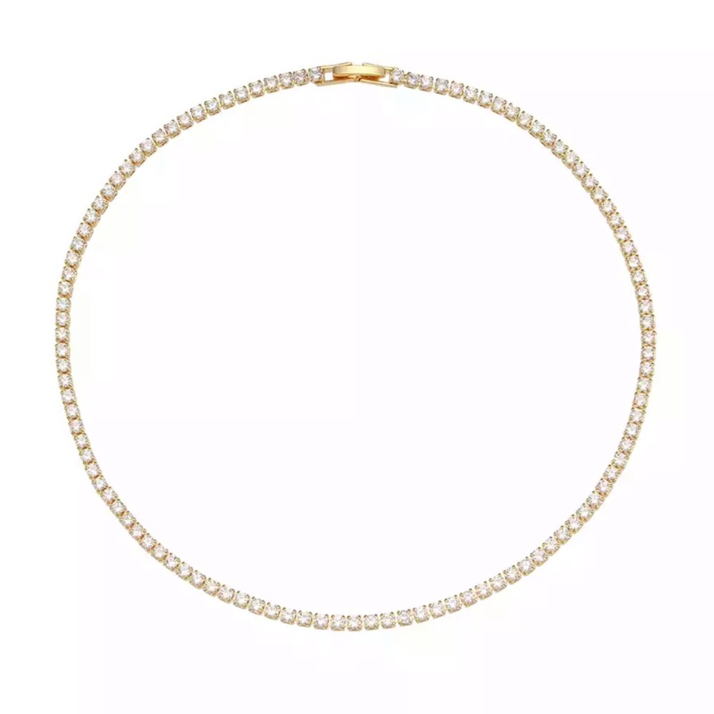 NEW 14K GOLD TENNIS CHAIN CHOKER NECKLACE, NICE NECKLACE, CUTE NECKLACE - Picture 6 of 6